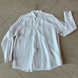 #2794 White Linen Athens Dress shirt size 46L